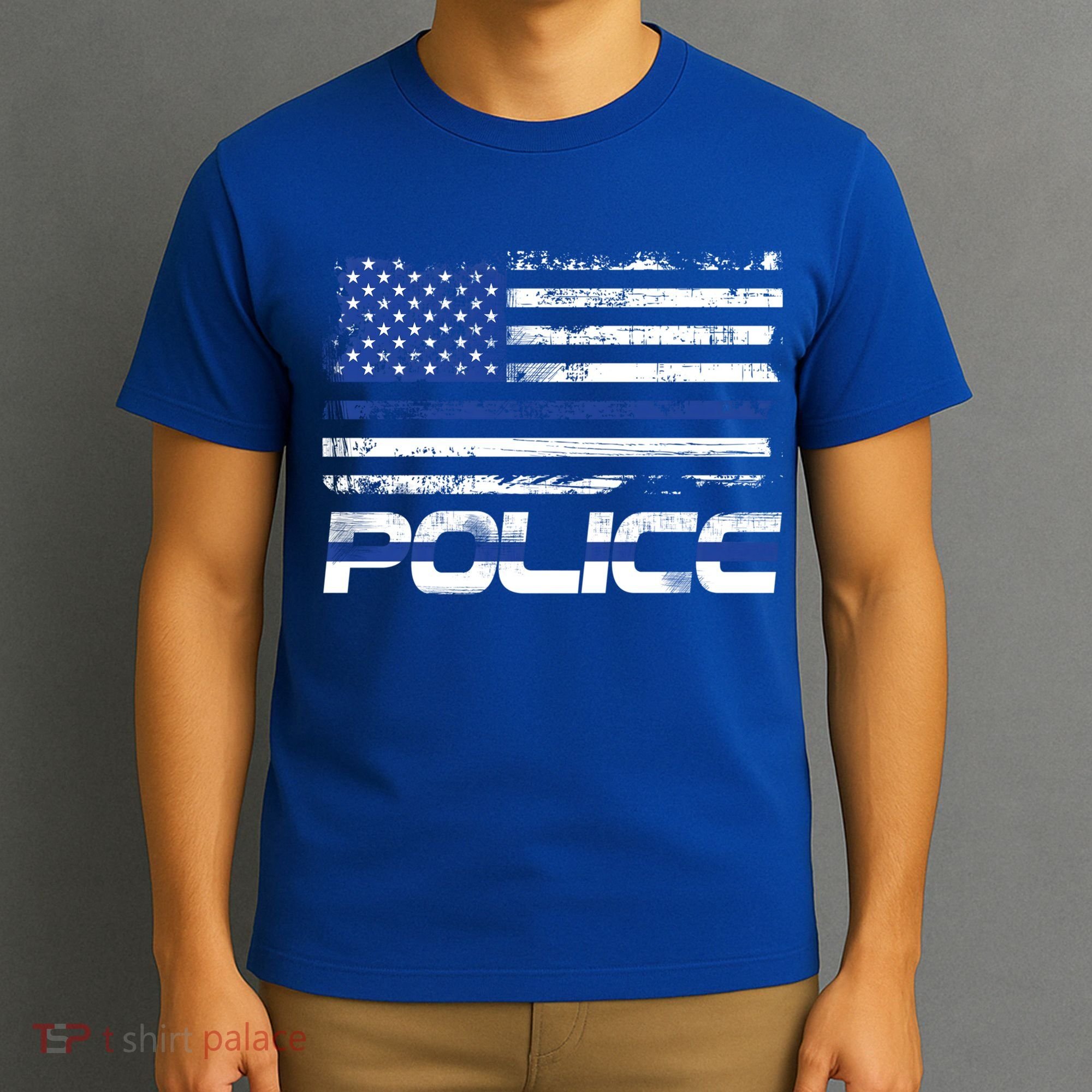 Usa American Flag Thin Blue Line Police Gift T-Shirt