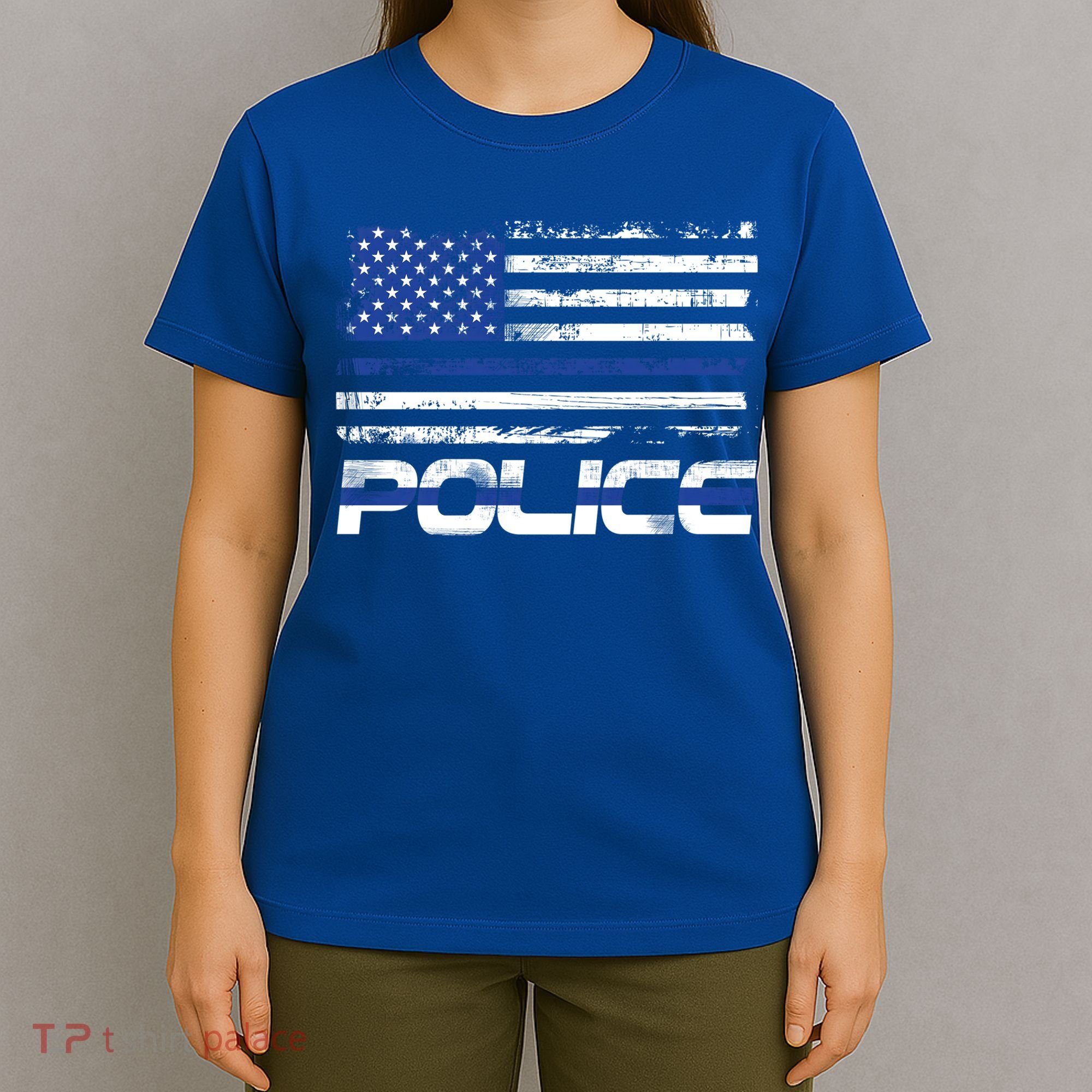 Usa American Flag Thin Blue Line Police Gift T-Shirt