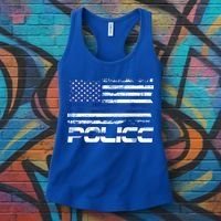 Usa American Flag Thin Blue Line Police Gift Women's Tank Top thumb 3