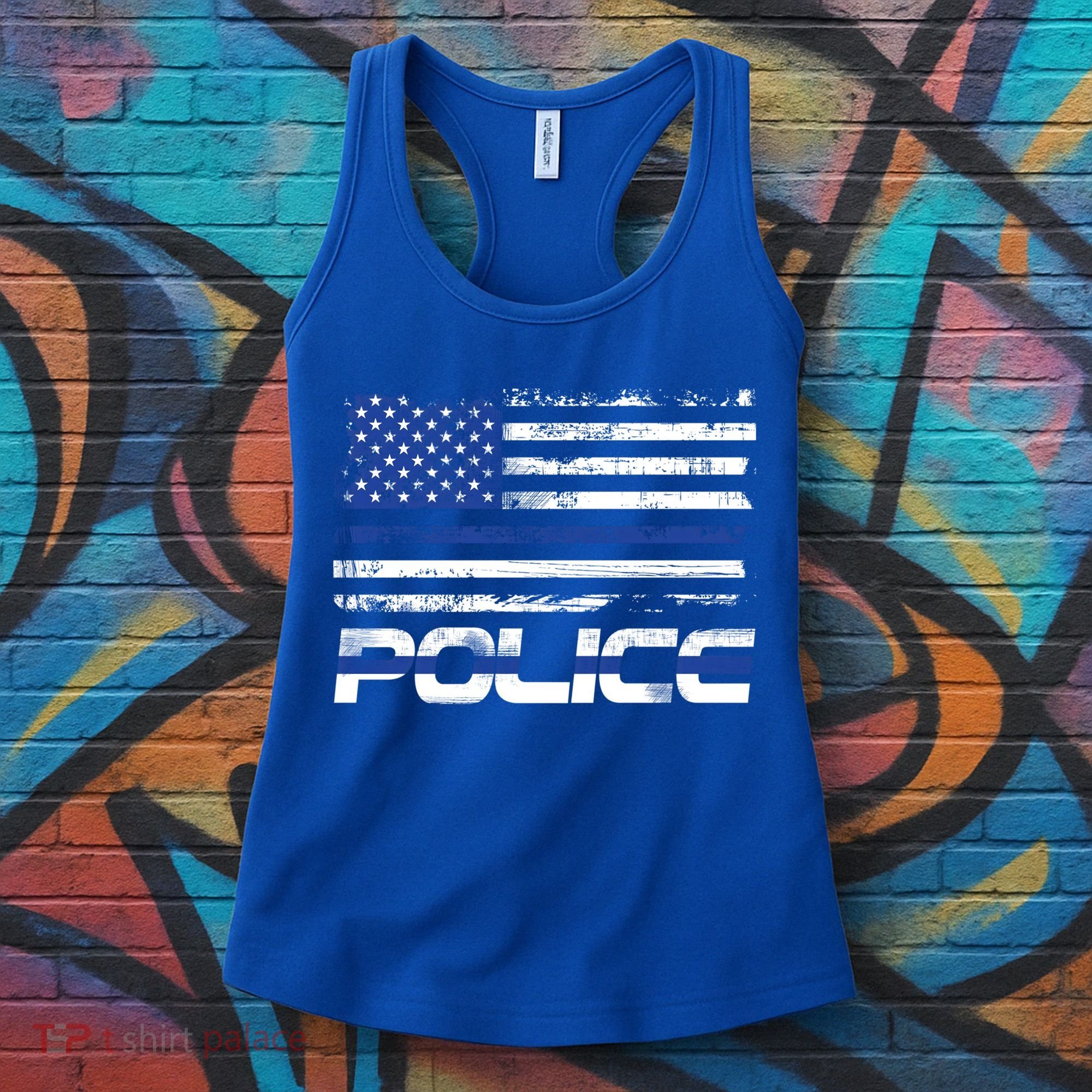 Usa American Flag Thin Blue Line Police Gift Women's Tank Top