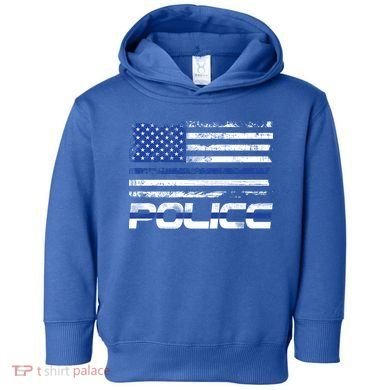 Usa American Flag Thin Blue Line Police Gift Toddler Hoodie