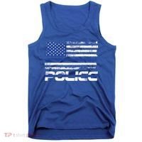 Usa American Flag Thin Blue Line Police Gift Tank Top thumb 0