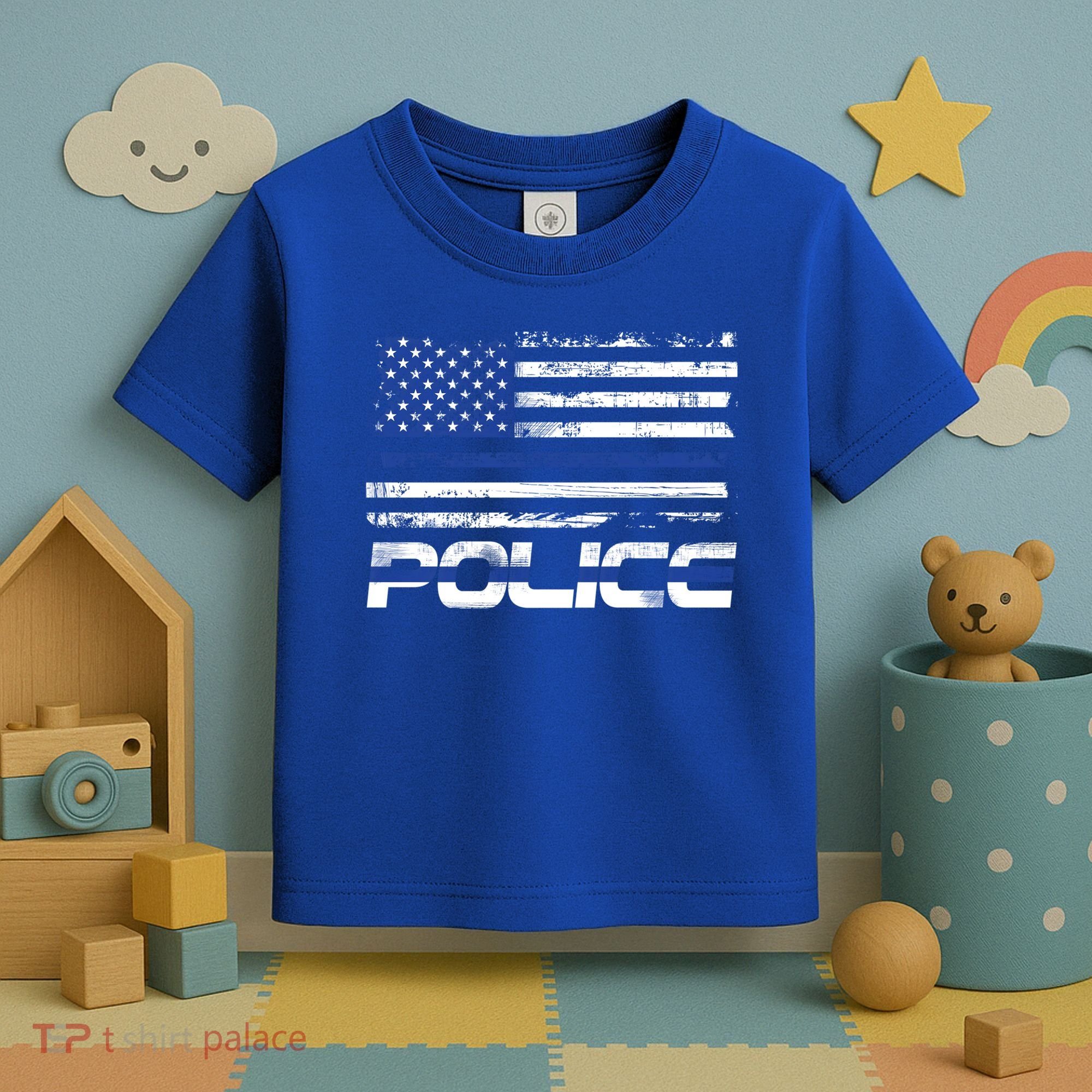 Usa American Flag Thin Blue Line Police Gift Toddler T-Shirt