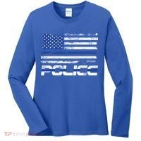 Usa American Flag Thin Blue Line Police Gift Women's Long Sleeve Shirt thumb 0