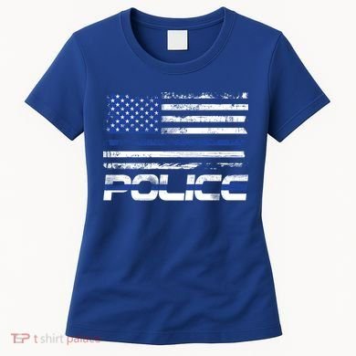Usa American Flag Thin Blue Line Police Gift Women's T-Shirt