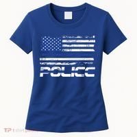 Usa American Flag Thin Blue Line Police Gift Women's T-Shirt thumb 0