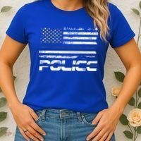 Usa American Flag Thin Blue Line Police Gift Women's T-Shirt thumb 2