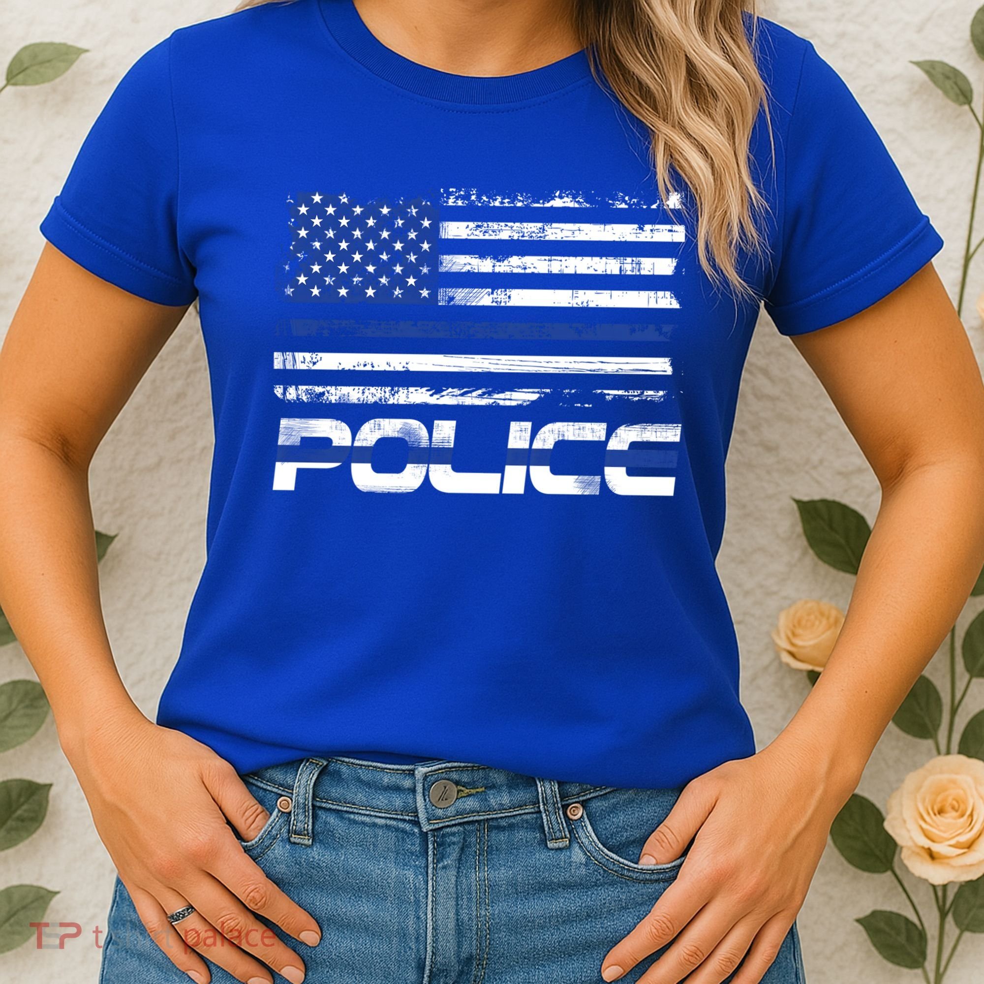 Usa American Flag Thin Blue Line Police Gift Women's T-Shirt