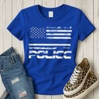 Usa American Flag Thin Blue Line Police Gift Women's T-Shirt thumb 3