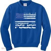 Usa American Flag Thin Blue Line Police Gift Kids Sweatshirt thumb 0