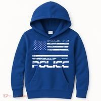 Usa American Flag Thin Blue Line Police Gift Kids Hoodie thumb 0