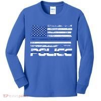 Usa American Flag Thin Blue Line Police Gift Kids Long Sleeve Shirt thumb 0