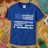 Usa American Flag Thin Blue Line Police Gift Kids T-Shirt thumb 3