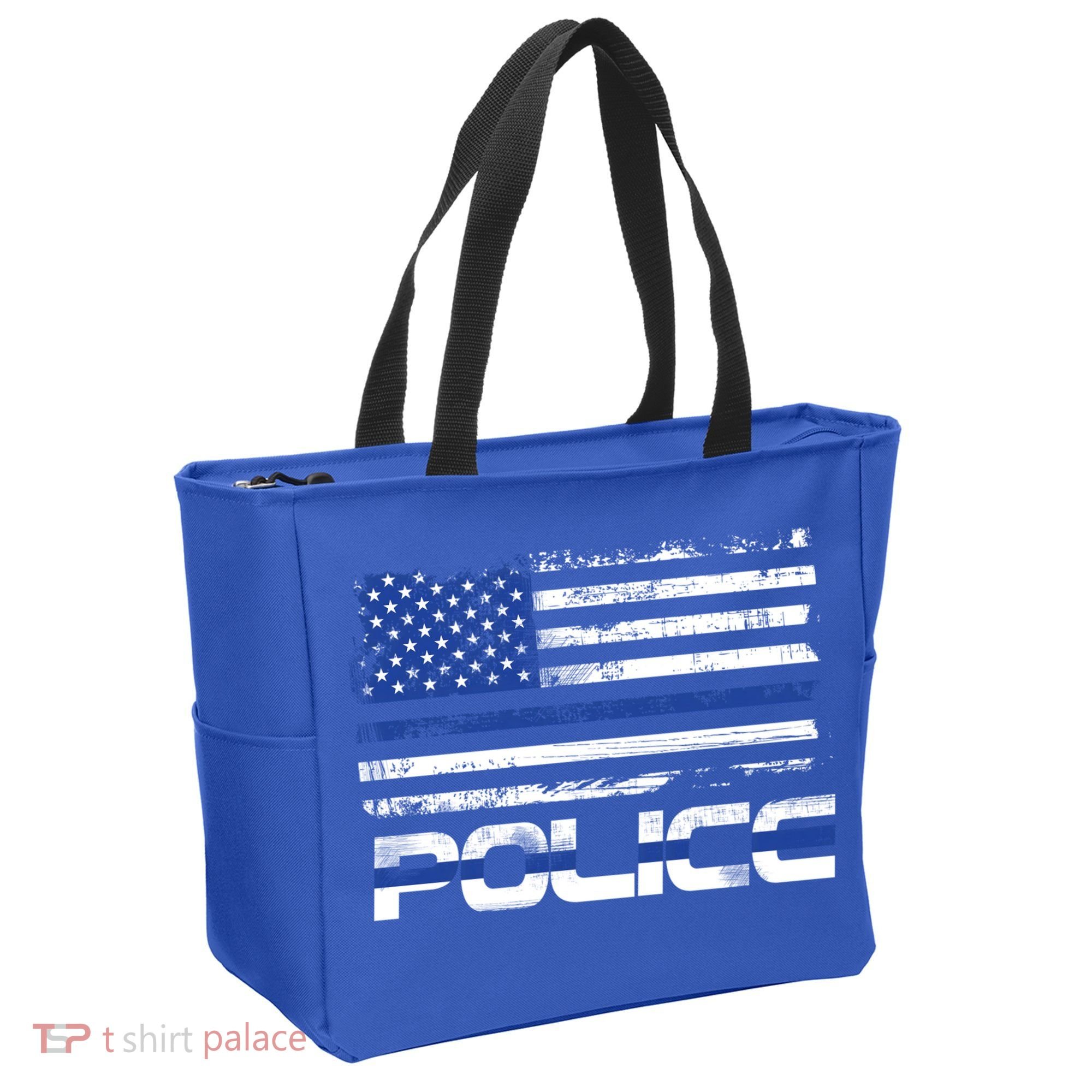 Usa American Flag Thin Blue Line Police Gift Tote Bag