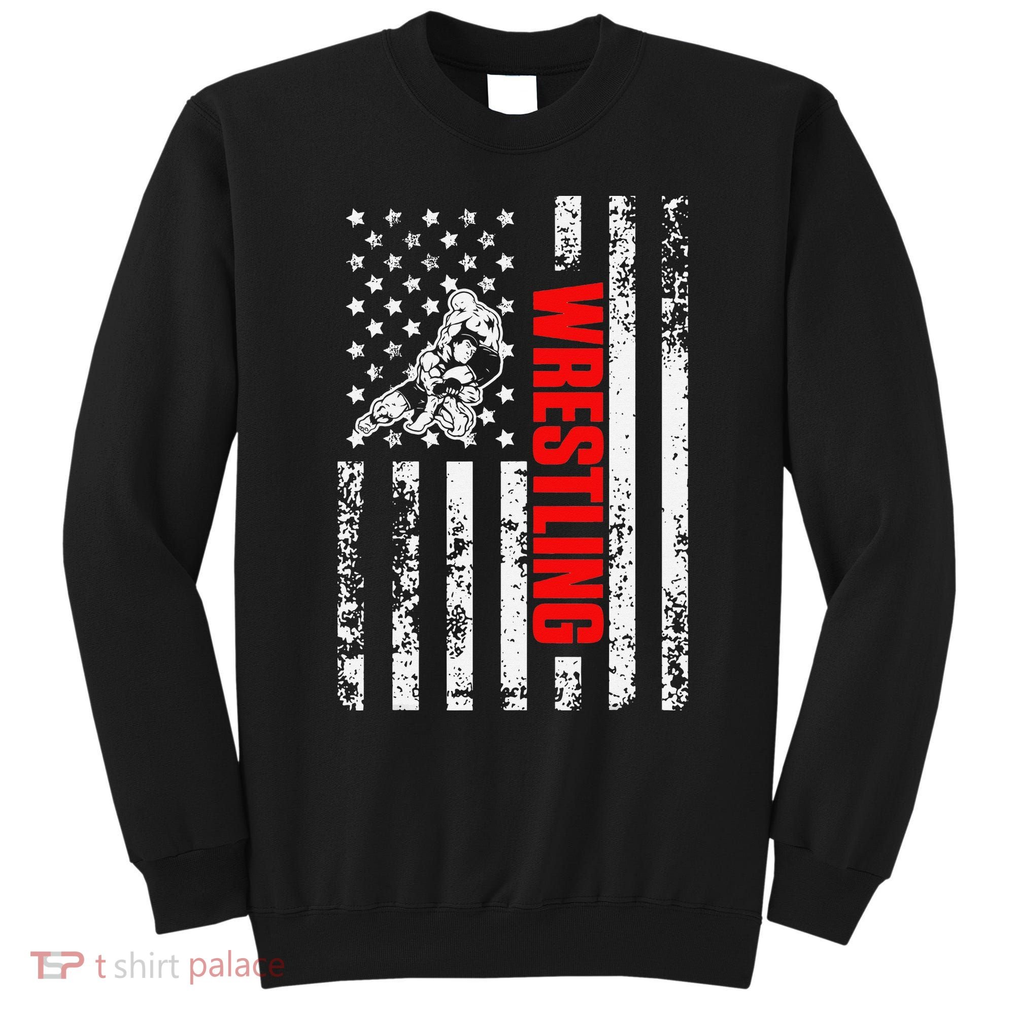 US American Flag Sports Patriotic Wrestling  Sweatshirt