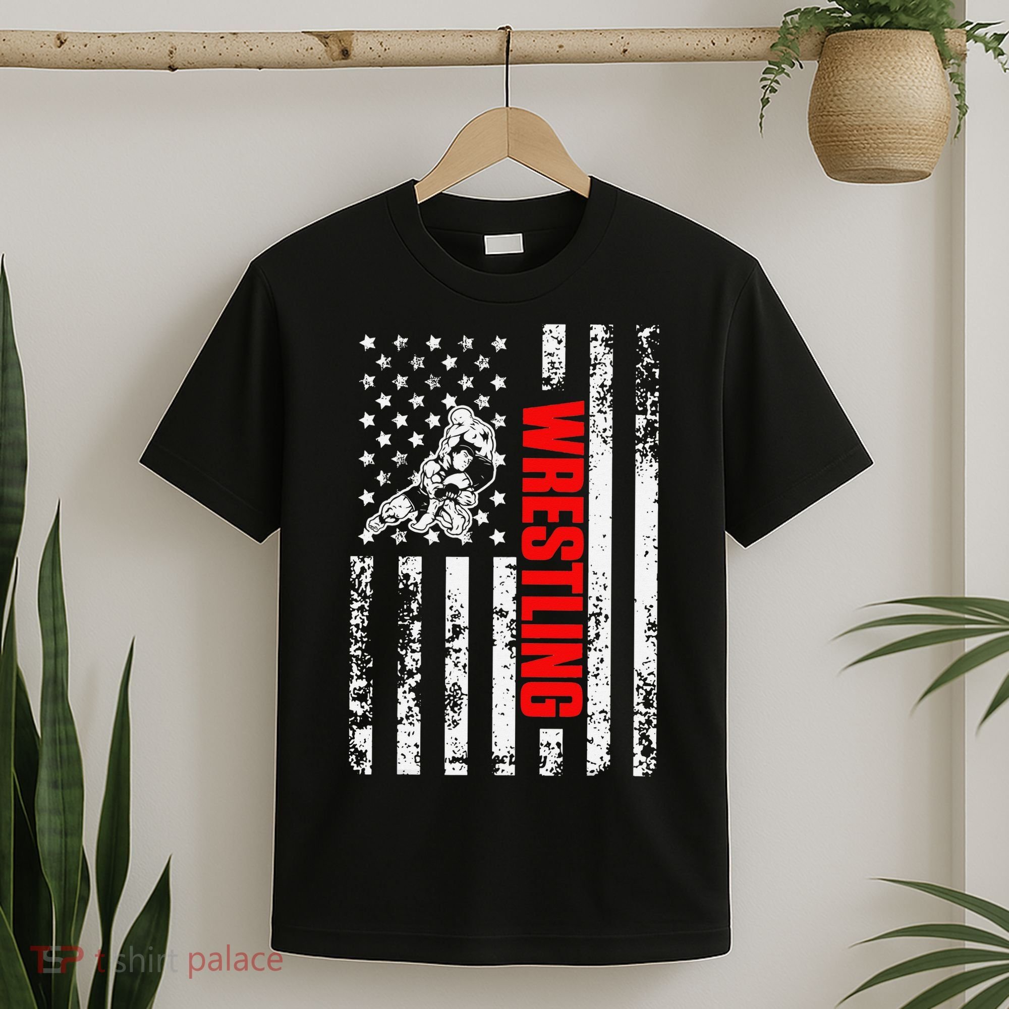 US American Flag Sports Patriotic Wrestling  T-Shirt