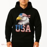 Usa American Flag Women Bald Eagle Patriotic Hoodie thumb 2