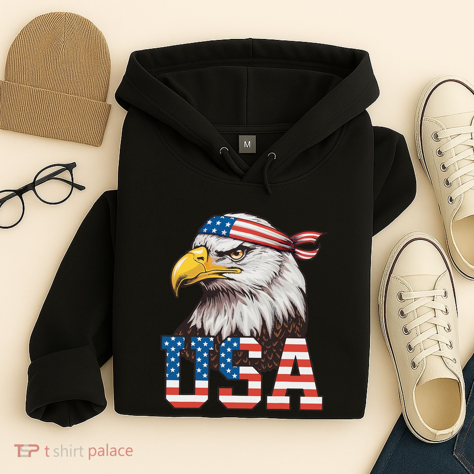 Usa American Flag Women Bald Eagle Patriotic Hoodie