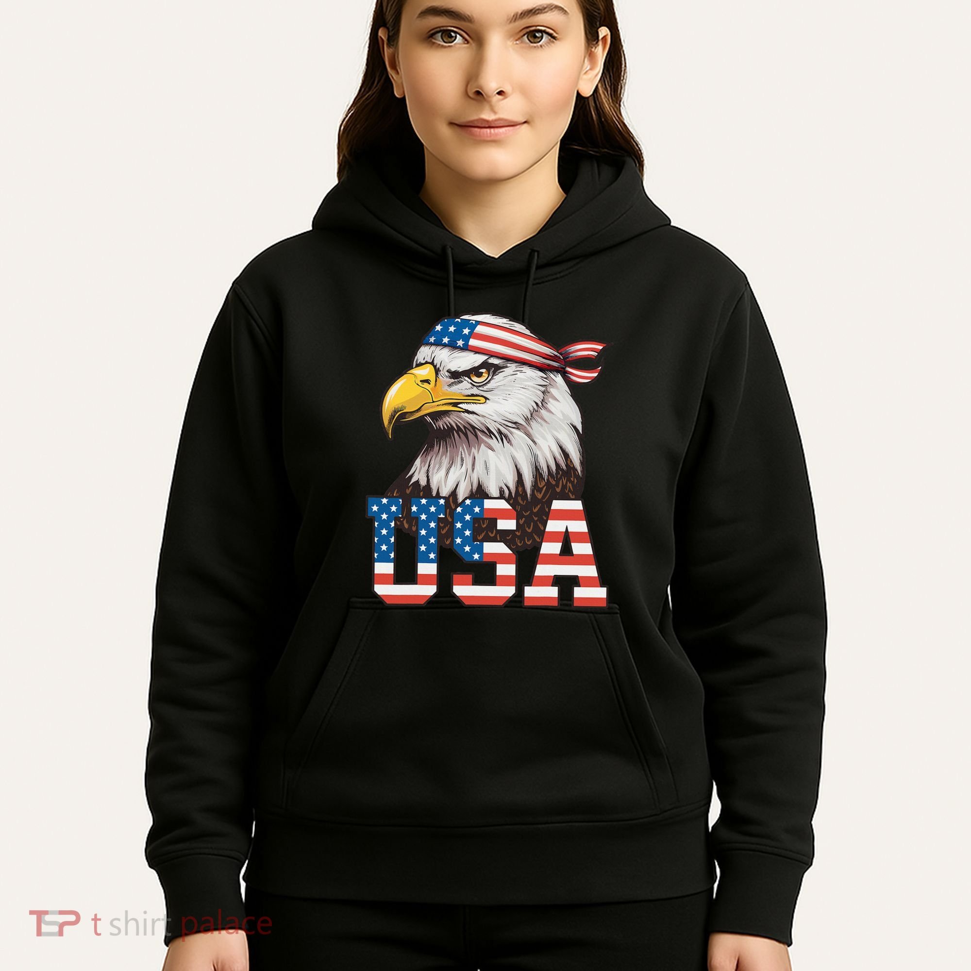 Usa American Flag Women Bald Eagle Patriotic Hoodie