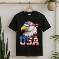 Usa American Flag Women Bald Eagle Patriotic T-Shirt thumb 2