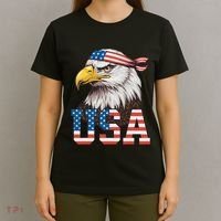 Usa American Flag Women Bald Eagle Patriotic T-Shirt thumb 4