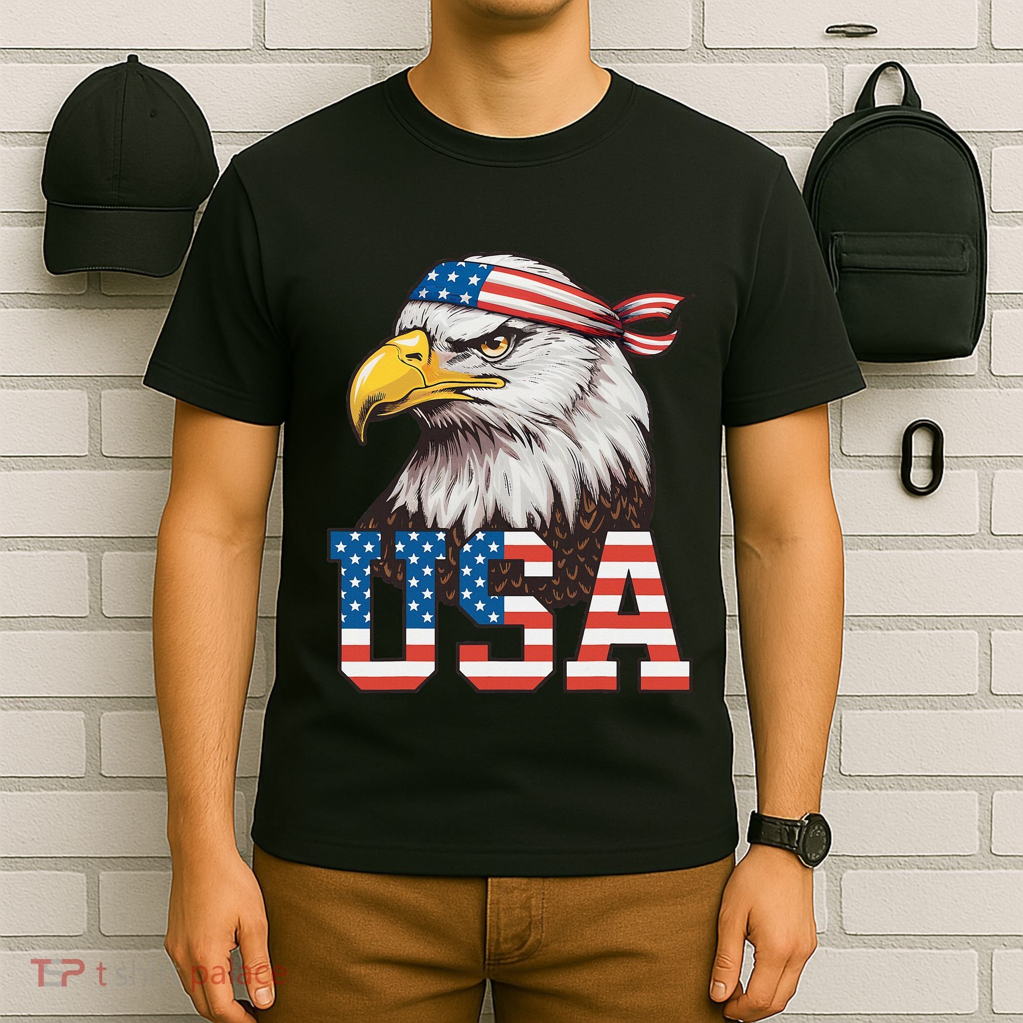 Usa American Flag Women Bald Eagle Patriotic T-Shirt