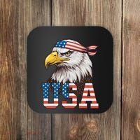 Usa American Flag Women Bald Eagle Patriotic Coaster thumb 0