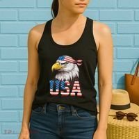 Usa American Flag Women Bald Eagle Patriotic Women's Tank Top thumb 2