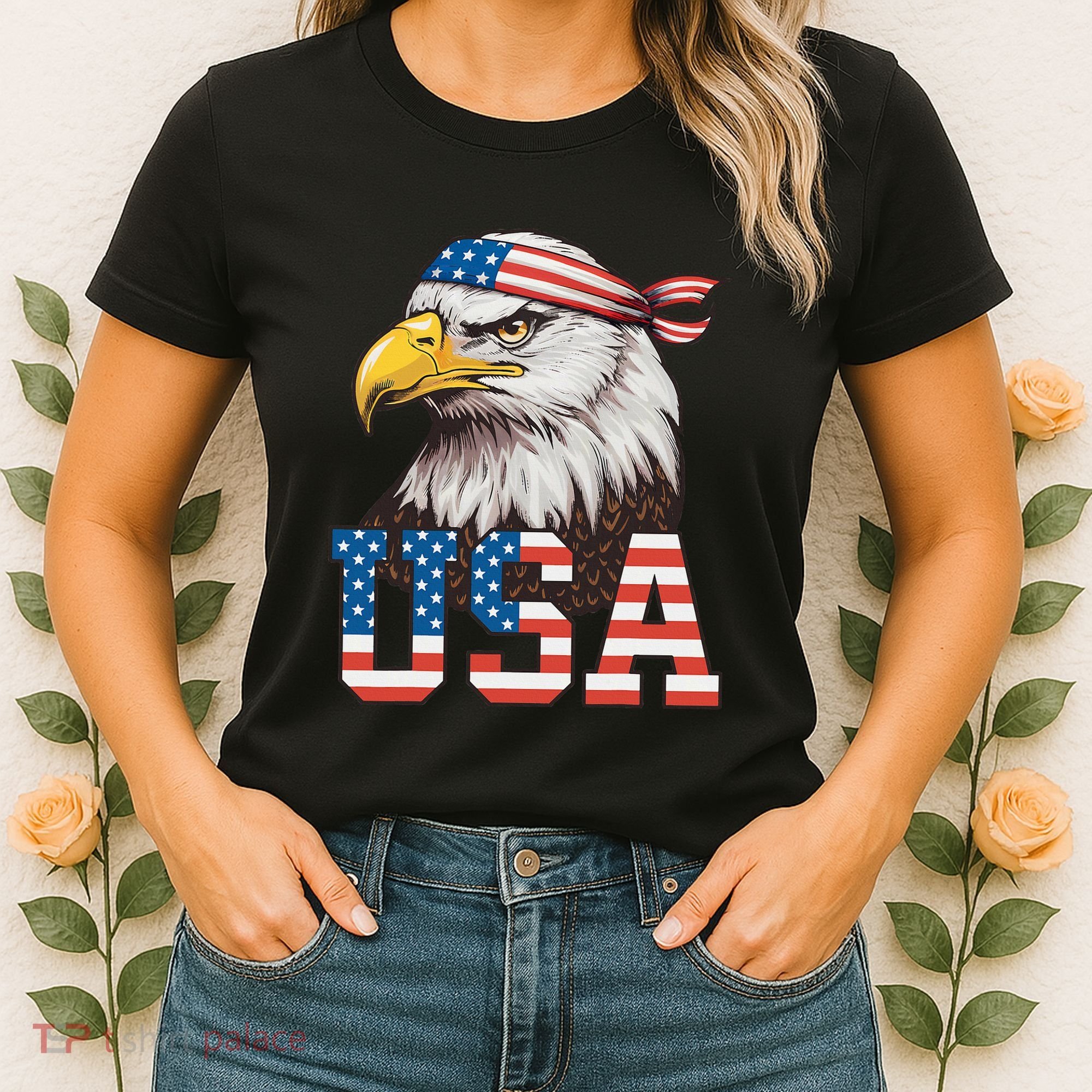 Usa American Flag Women Bald Eagle Patriotic Women's T-Shirt