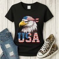 Usa American Flag Women Bald Eagle Patriotic Women's T-Shirt thumb 3