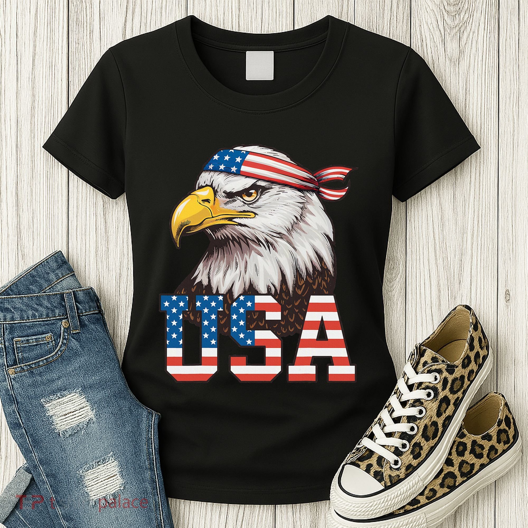 Usa American Flag Women Bald Eagle Patriotic Women's T-Shirt
