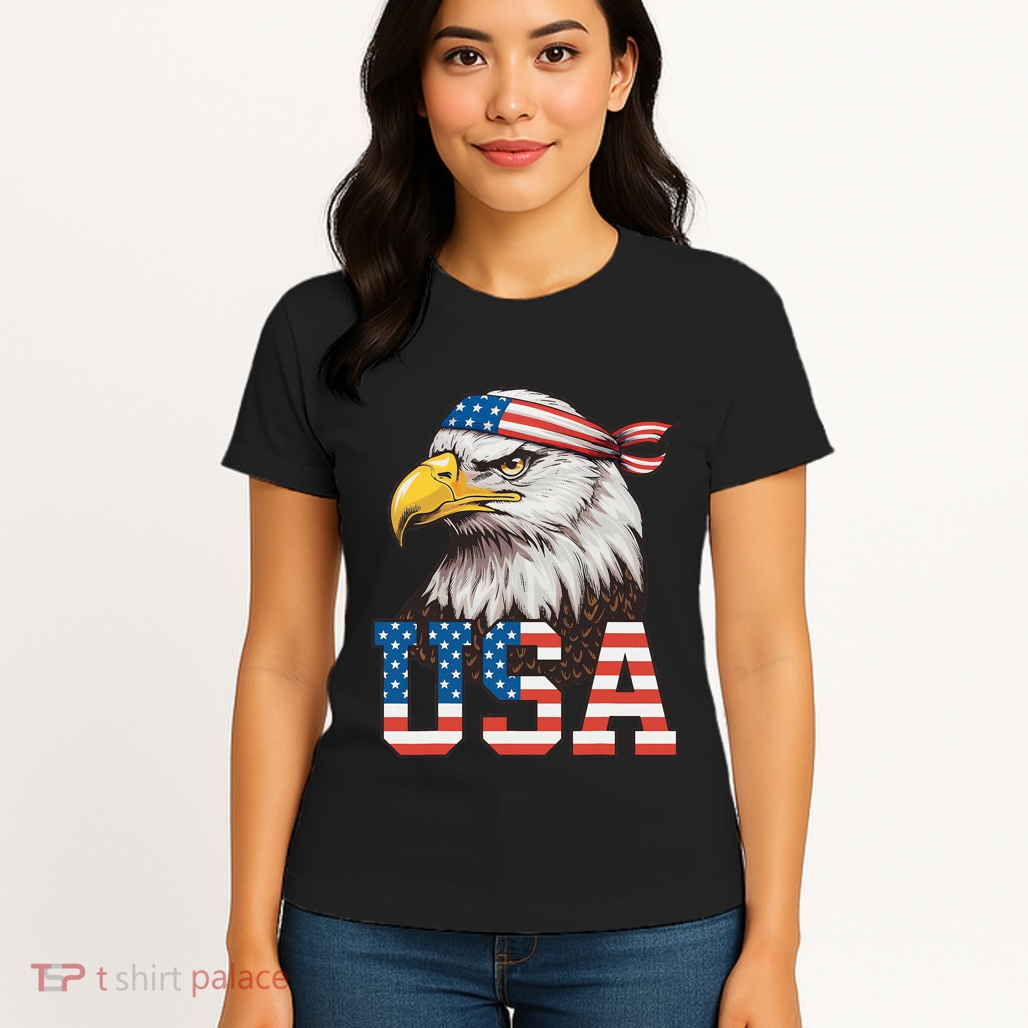 Usa American Flag Women Bald Eagle Patriotic Women's T-Shirt