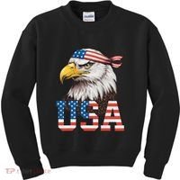 Usa American Flag Women Bald Eagle Patriotic Kids Sweatshirt thumb 0