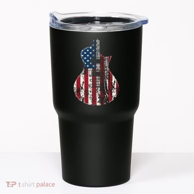 Us American Flag Guitar Musician Distressed Guitars Vintage Tumbler
