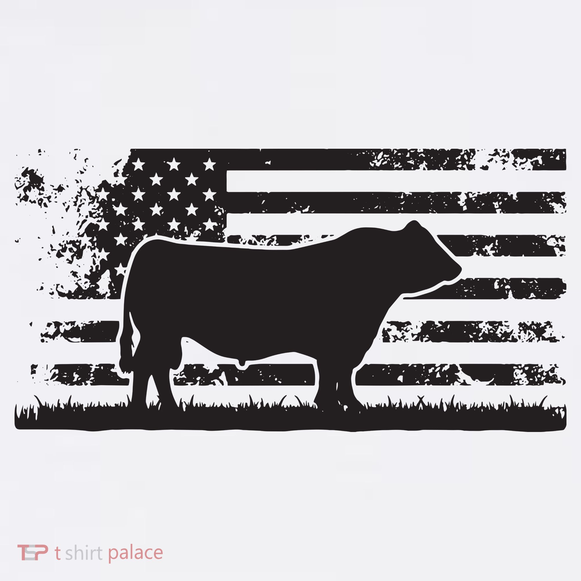USA American Flag America Cow Black Angus Rancher Hoodie
