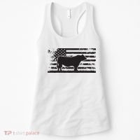 USA American Flag America Cow Black Angus Rancher Women's Tank Top thumb 0