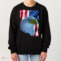 USA American Flag Eagle Distressed Style Women's Sweatshirt thumb 0