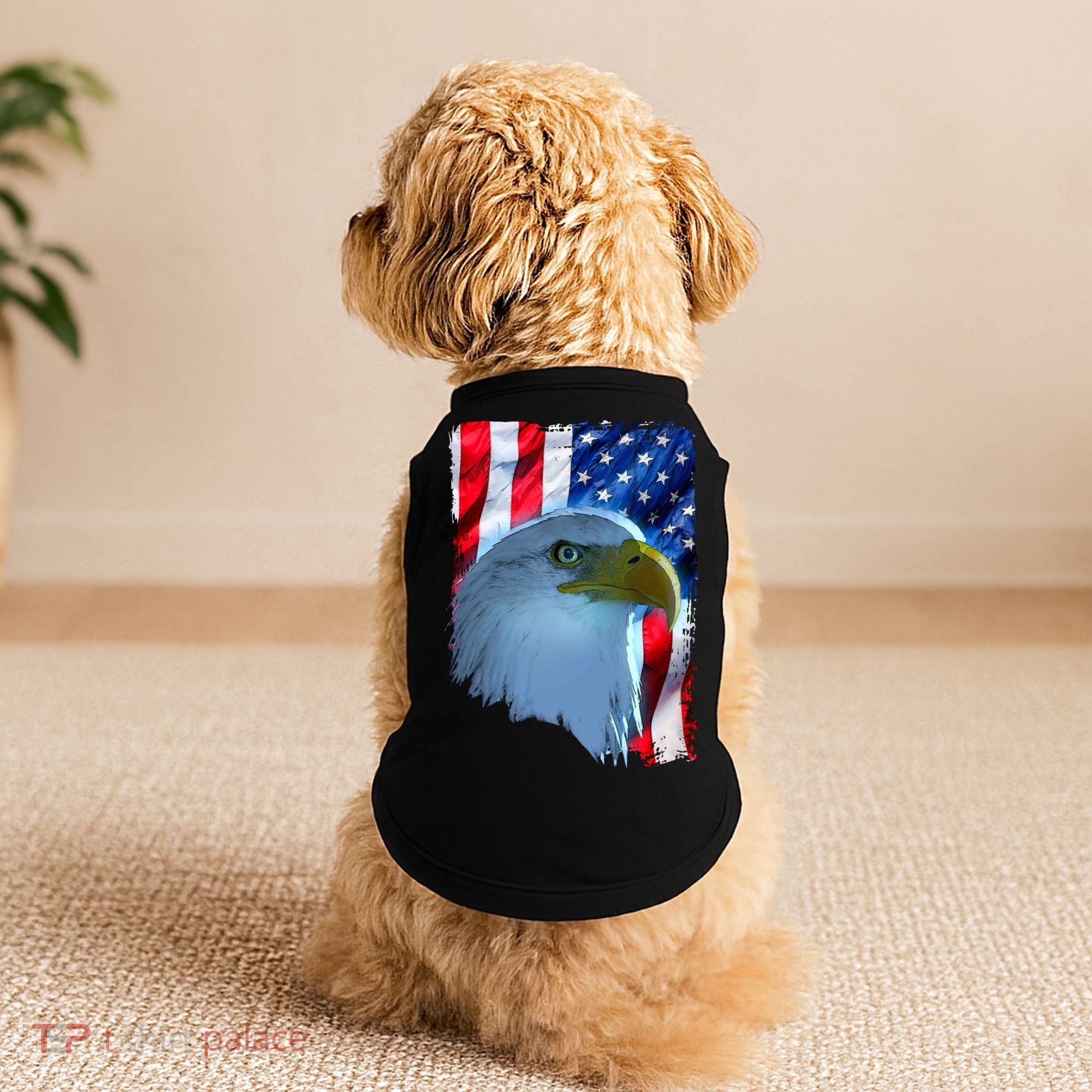 USA American Flag Eagle Distressed Style Doggie Tank
