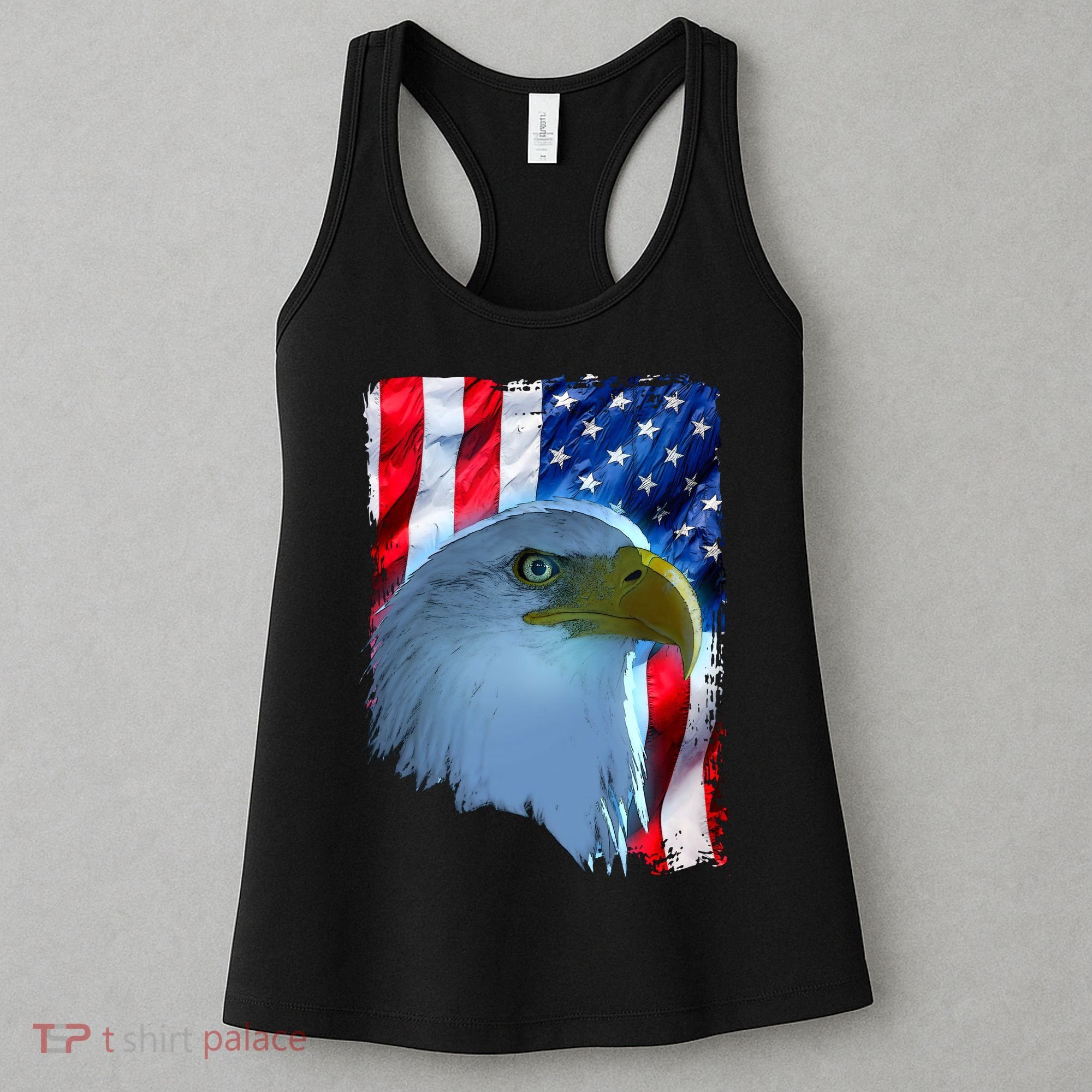 USA American Flag Eagle Distressed Style Women's Tank Top