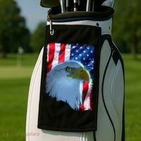 USA American Flag Eagle Distressed Style Golf Towel thumb 2