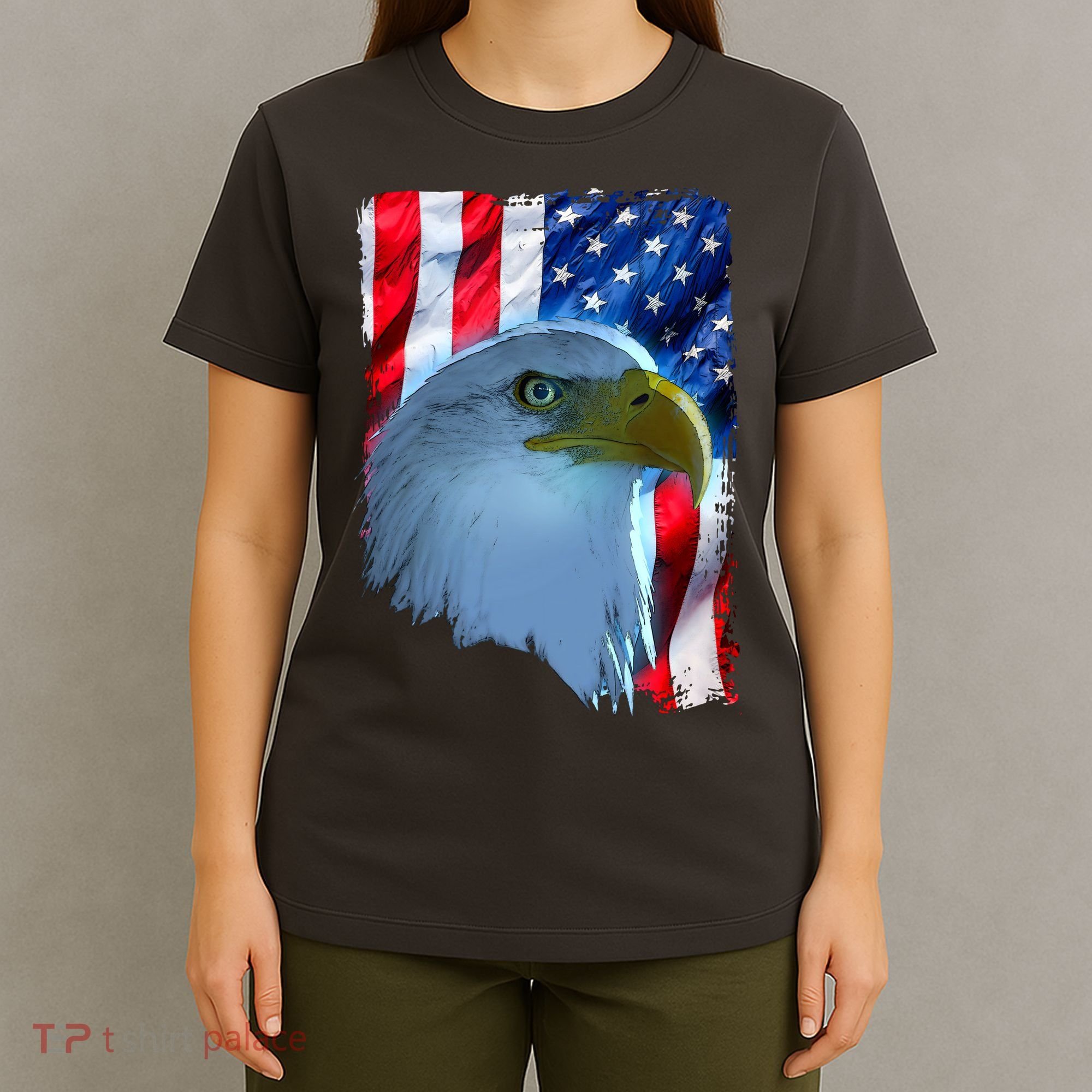 USA American Flag Eagle Distressed Style T-Shirt