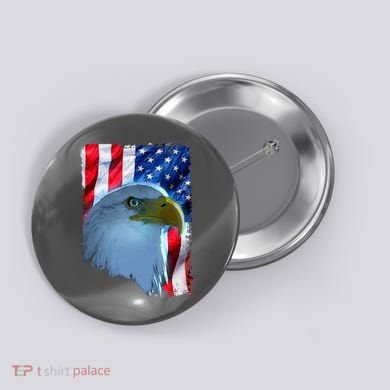 USA American Flag Eagle Distressed Style Button