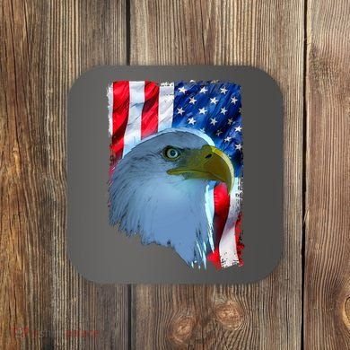 USA American Flag Eagle Distressed Style Coaster
