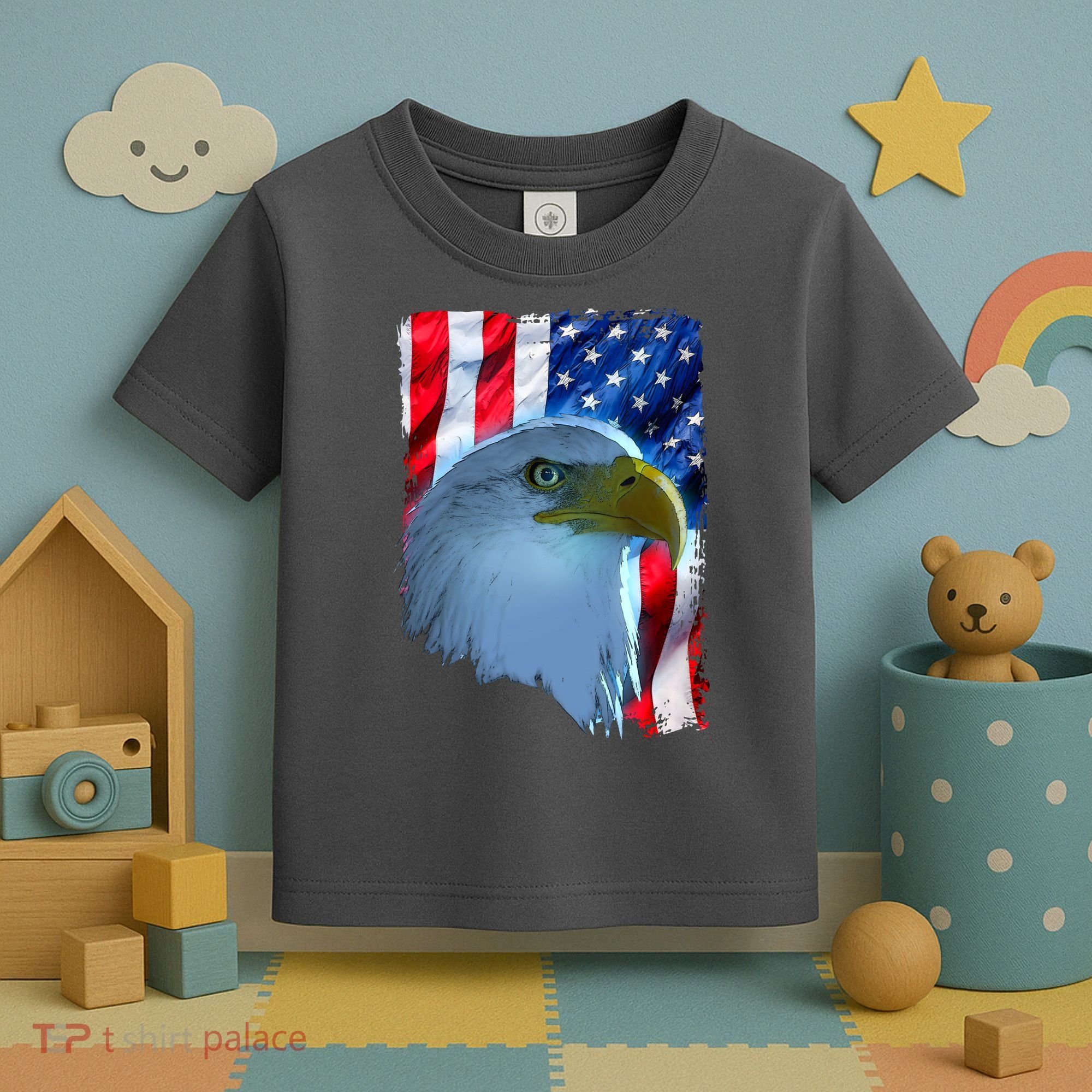 USA American Flag Eagle Distressed Style Toddler T-Shirt