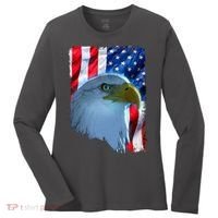 USA American Flag Eagle Distressed Style Women's Long Sleeve Shirt thumb 0