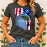 USA American Flag Eagle Distressed Style Women's T-Shirt thumb 2