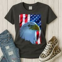 USA American Flag Eagle Distressed Style Women's T-Shirt thumb 3