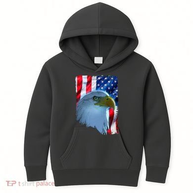 USA American Flag Eagle Distressed Style Kids Hoodie