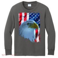 USA American Flag Eagle Distressed Style Kids Long Sleeve Shirt thumb 0