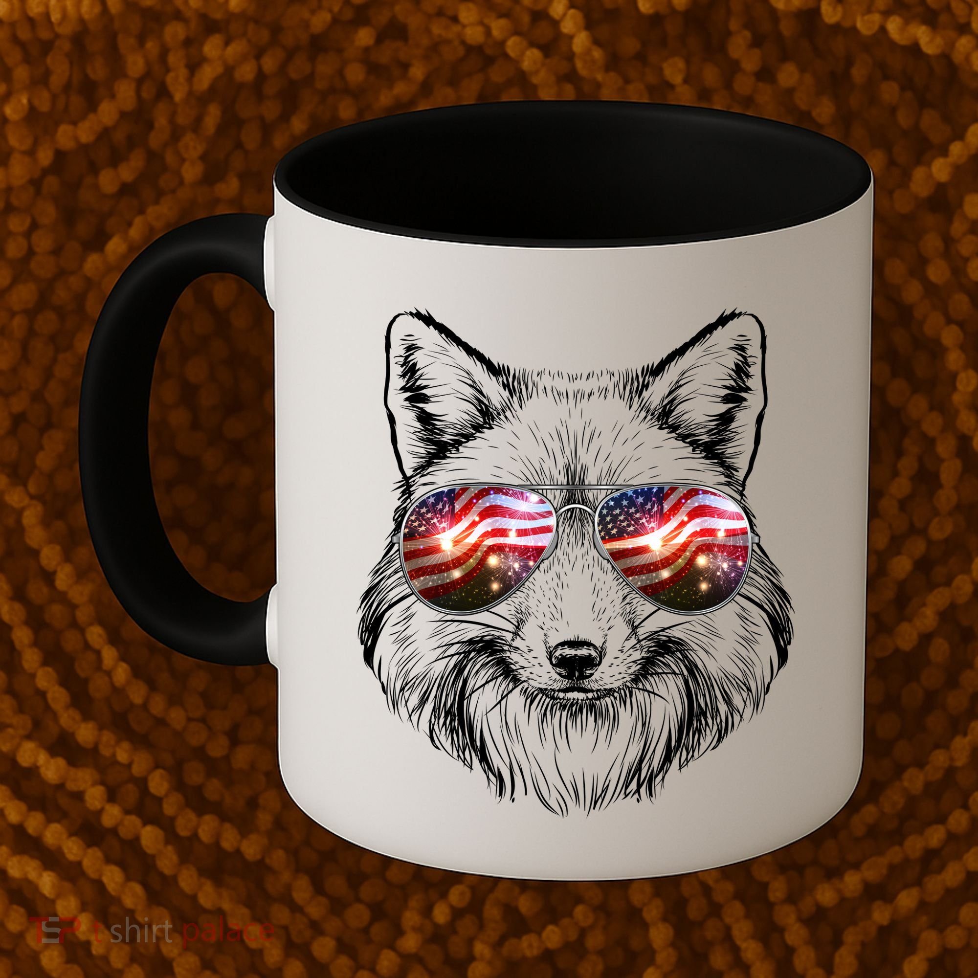 USA American Flag Fireworks Fox Coffee Mug